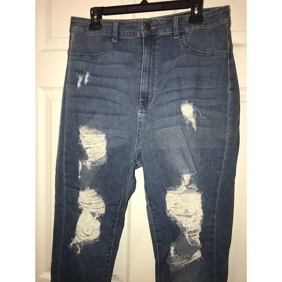 AP BLUE Jeans 2X, Stretch Distressed Medium Wash, Super High Rise - Picture 2 of 16
